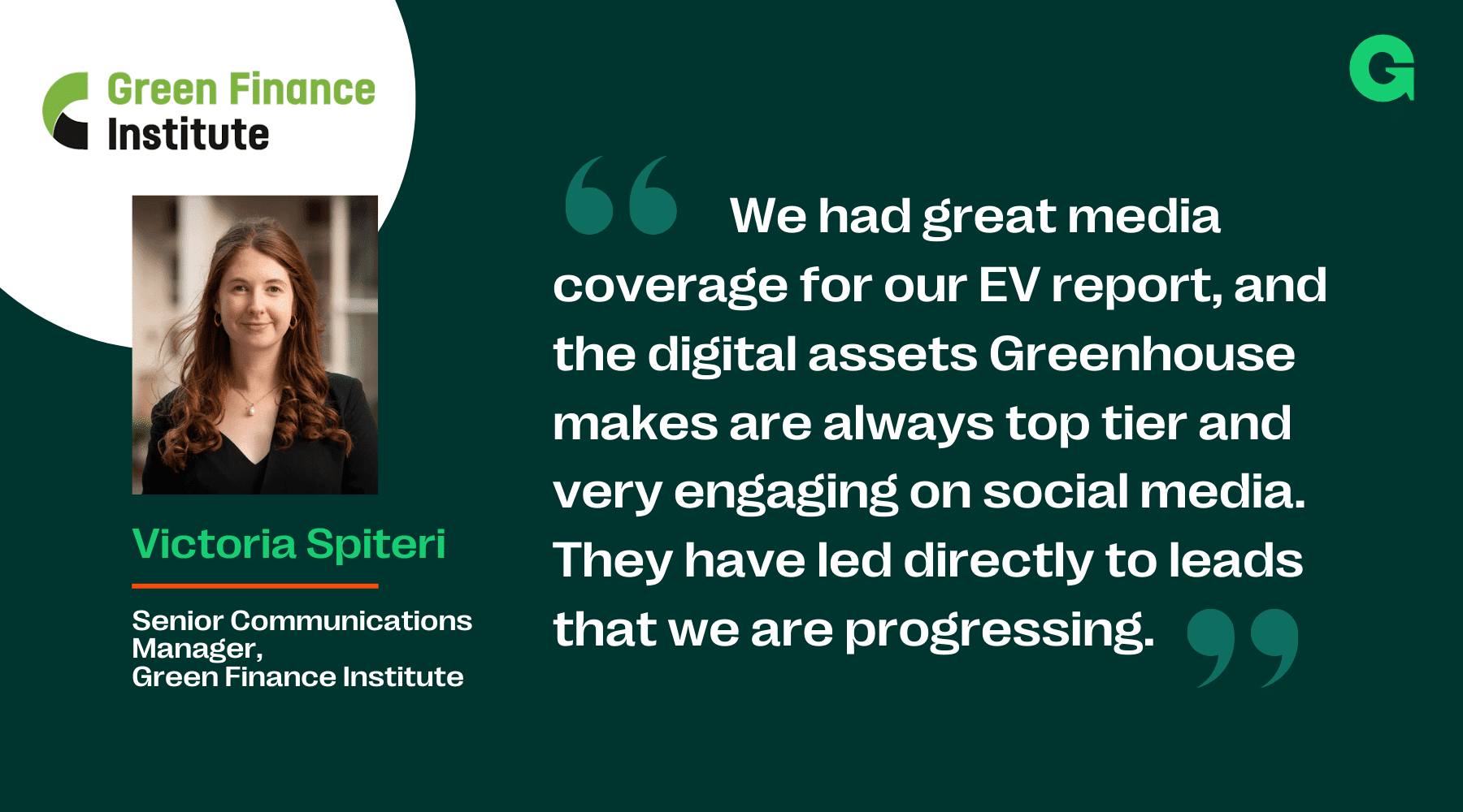 Quote from Green Finance Institute on their work with Greenhouse