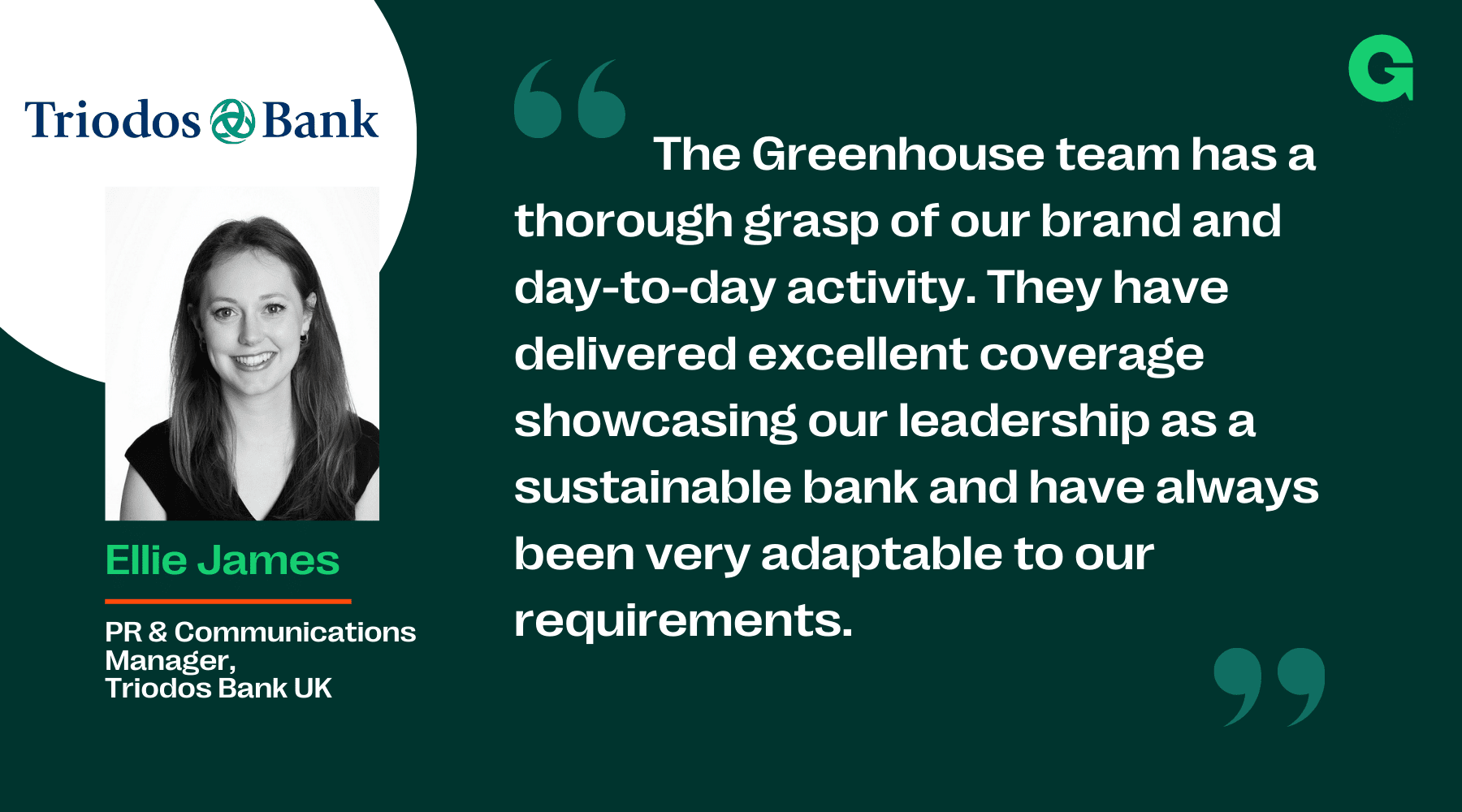 Triodos Bank’s quote on working with Greenhouse Communications