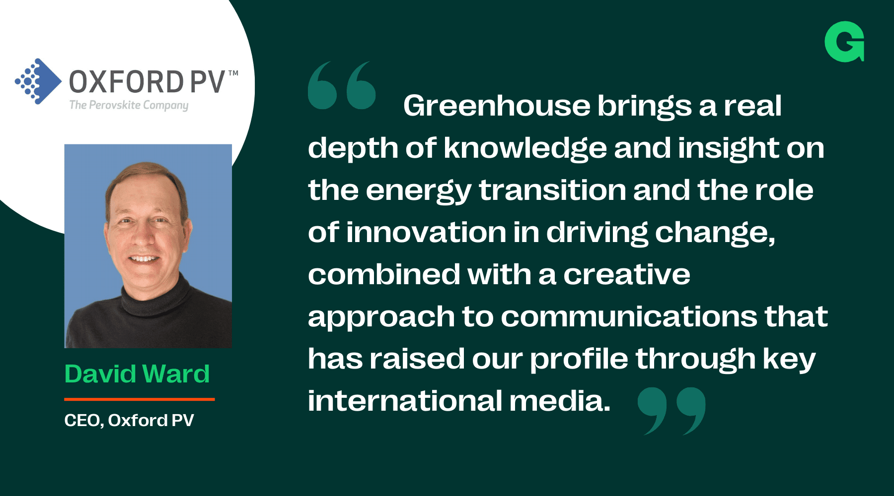 Oxford PV's quote on what it's like working with Greenhouse