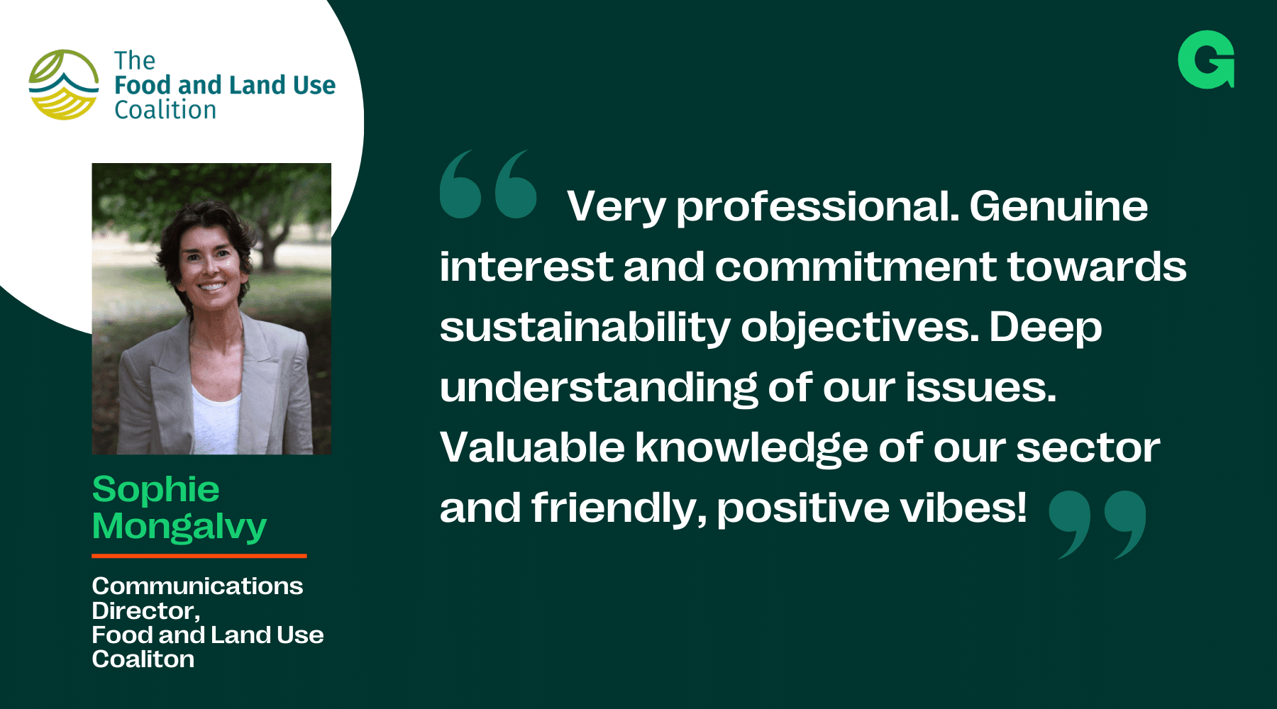 Quote from the Food and Land Use Coalition on working with Greenhouse