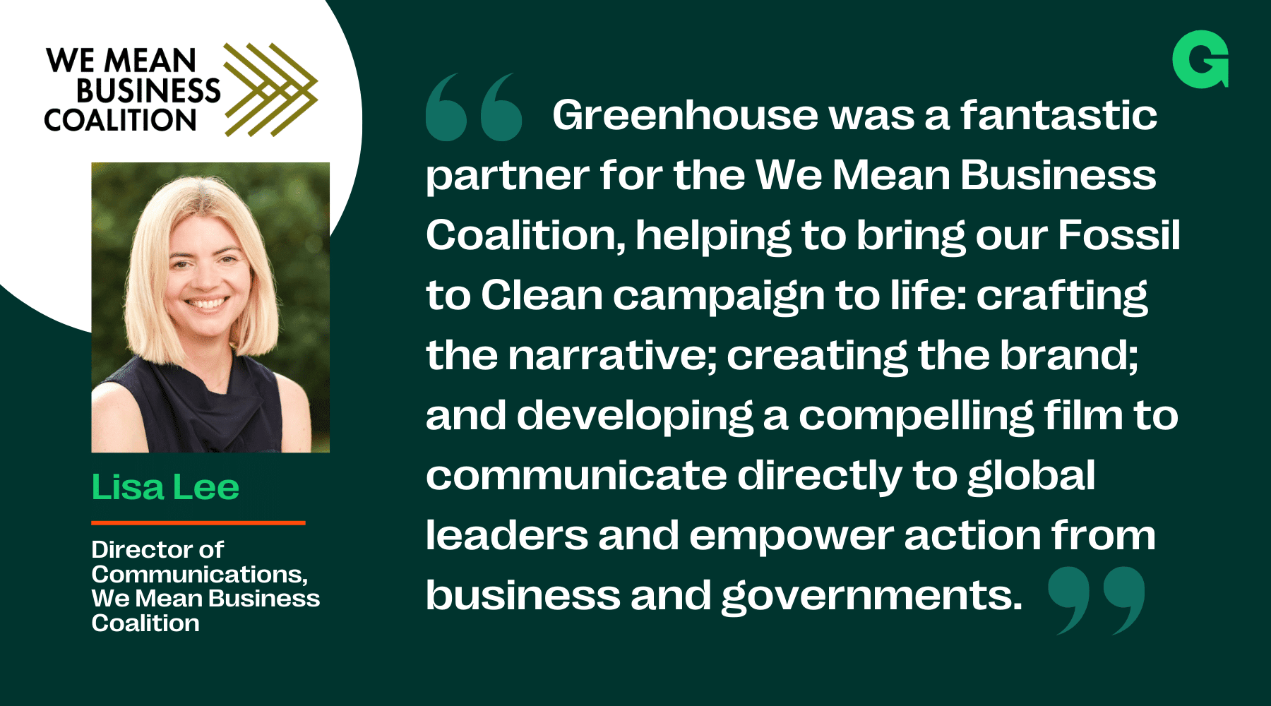 Client quote on working with Greenhouse Communications