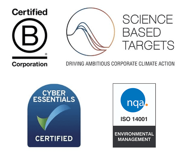 Greenhouse certifications: B Corp, ISO 14001, Cyber Essentials