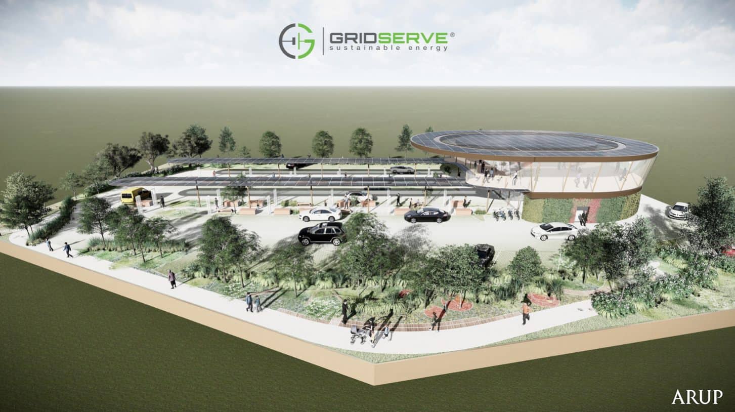 A mock-up of Gridserve's electric forecourt.