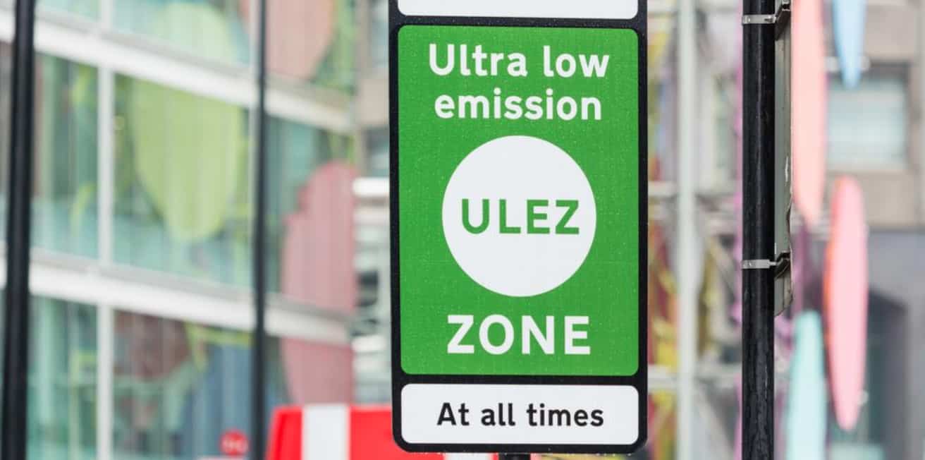 Road sign reading 'Ultra low emission zone / At all times/ ULEZ'