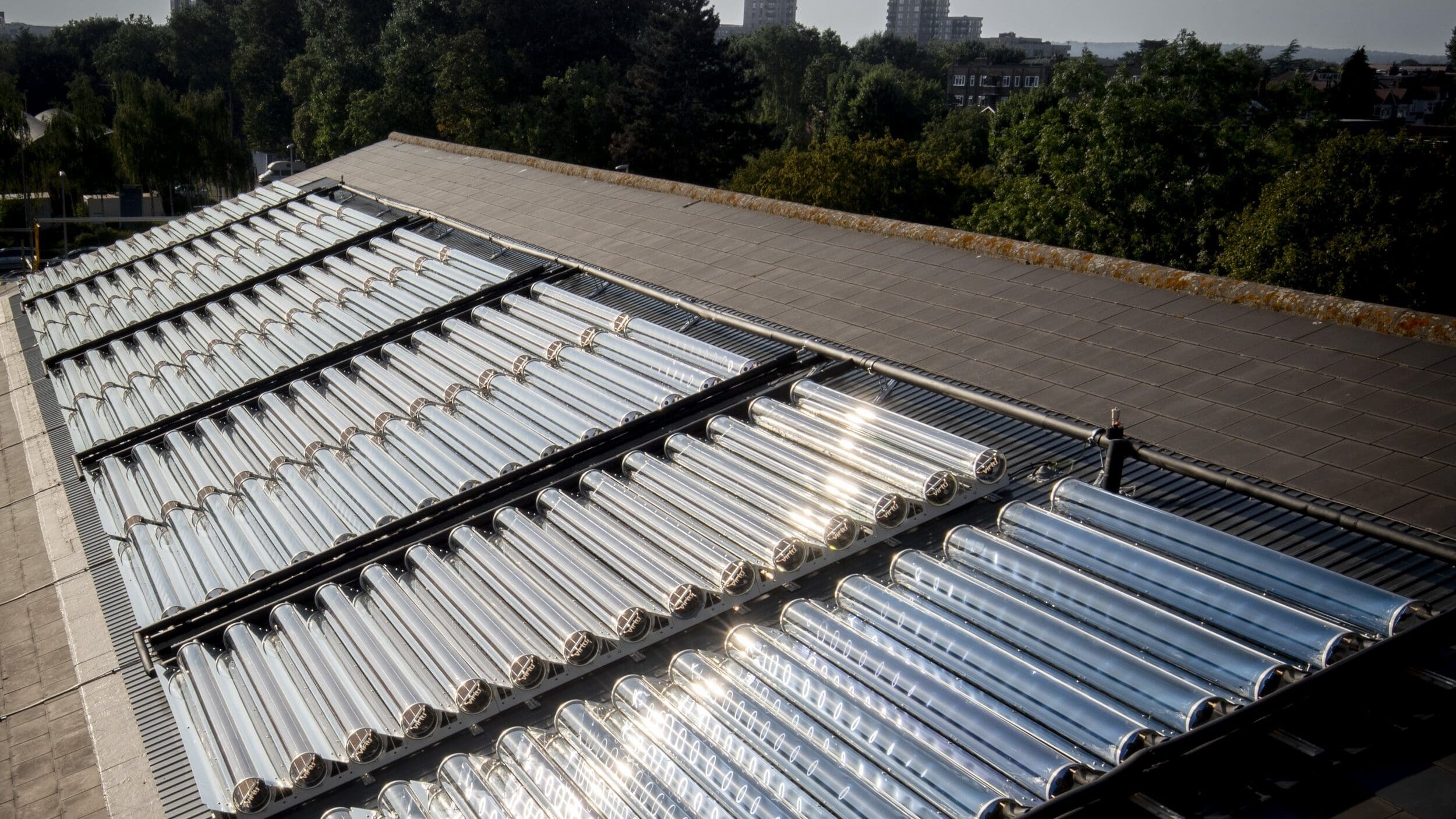 Naked Energy solar panels on a roof.