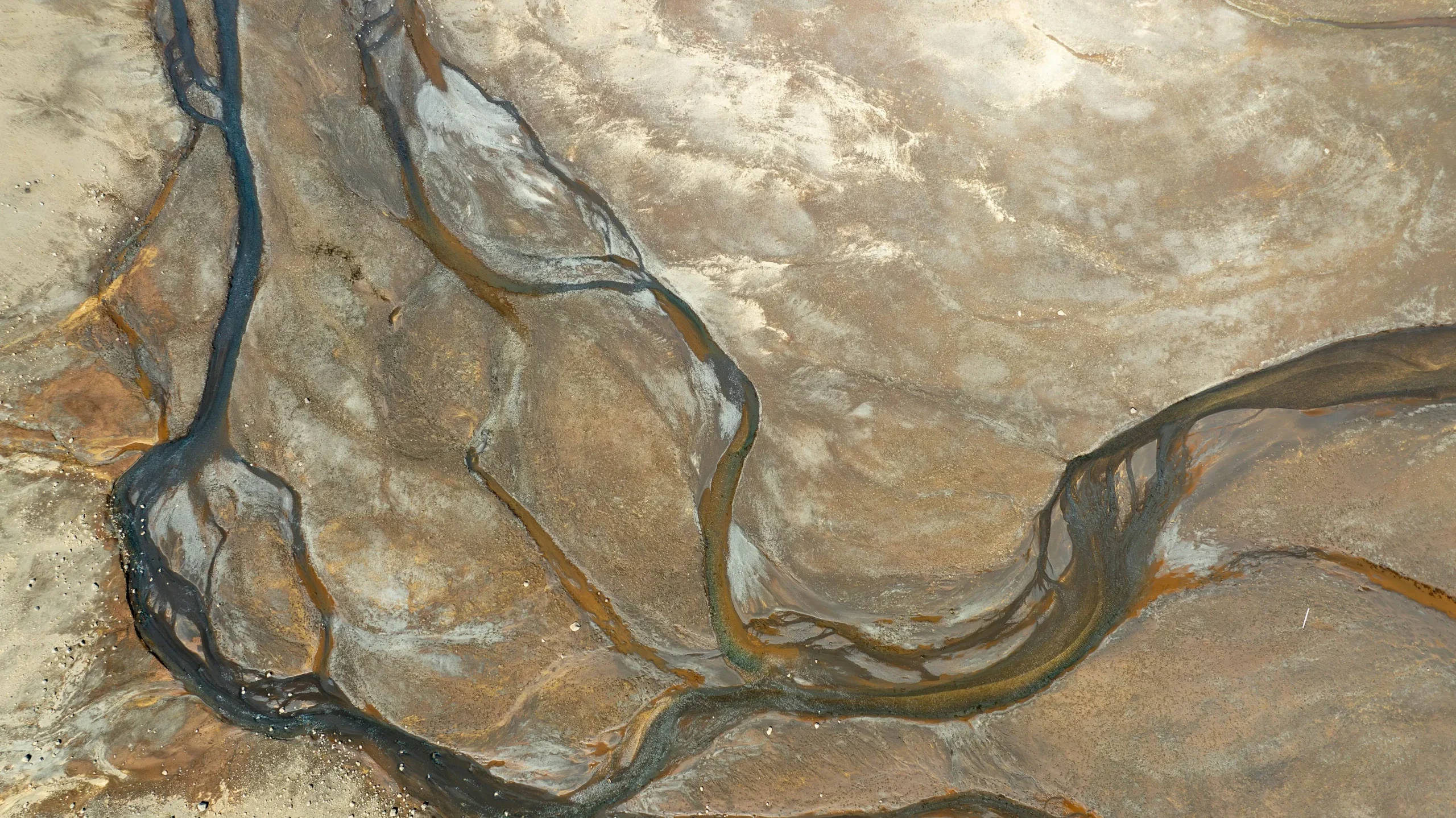 A satelite image of a river and its channels