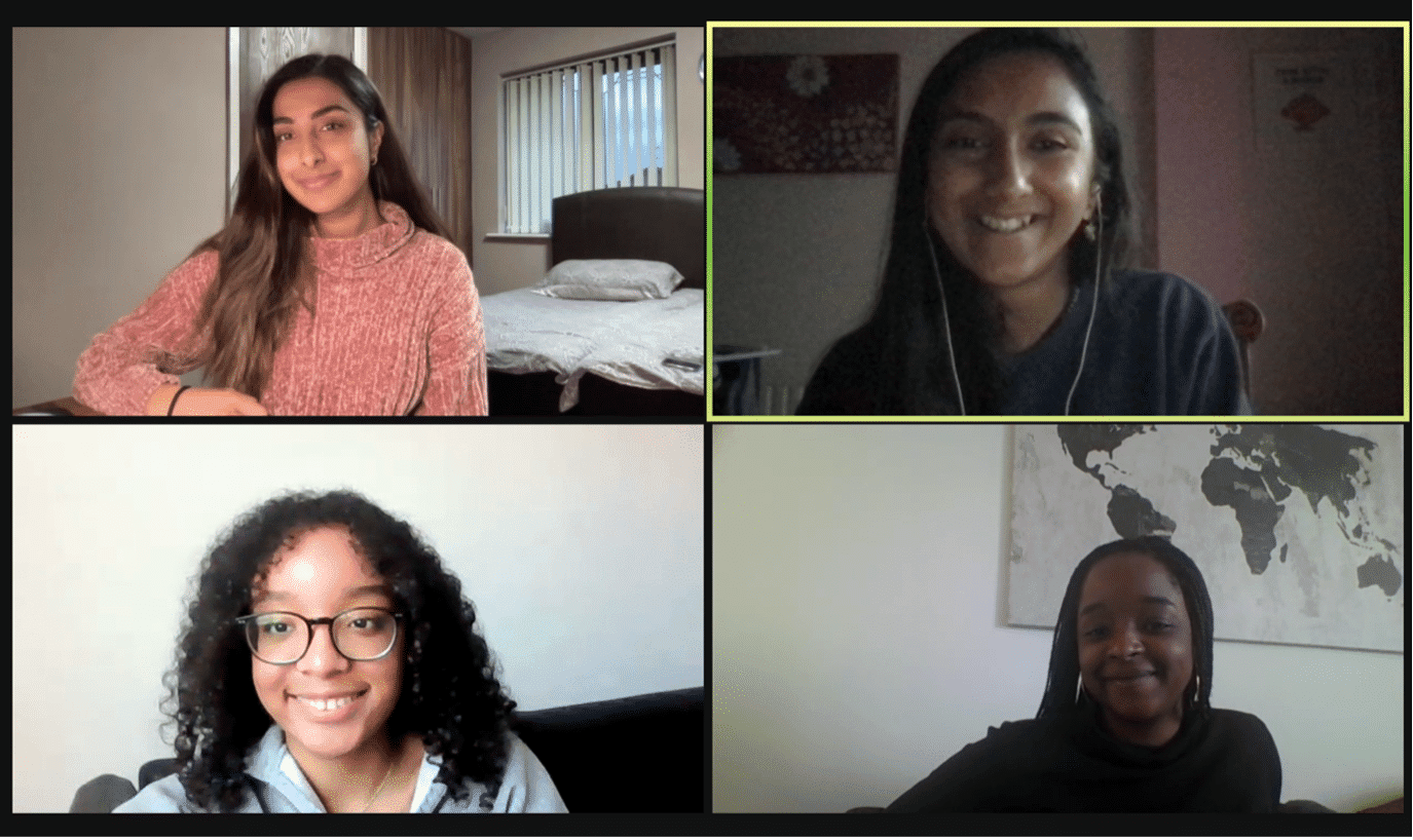 Screenshot of Zoom call with two Account executives and two board members from Black Girl Environmentalist